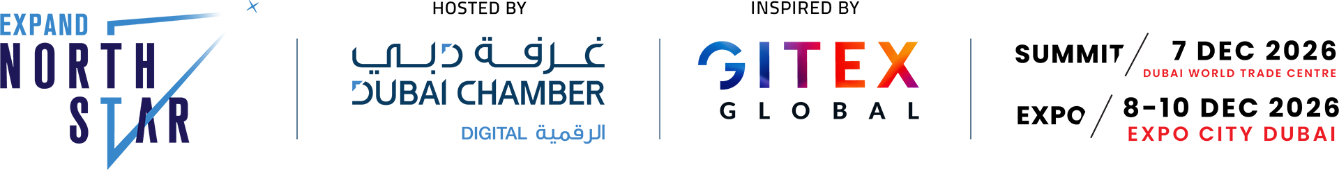 Expand North Star, Dubai Chamber Digital, GITEX GLOBAL, Dubai World Trade Centre and Expo City Dubai partner lockup