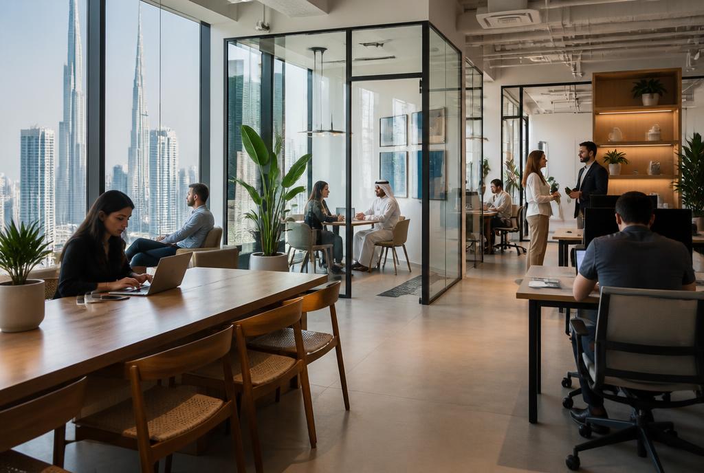 International founders working from a modern Dubai office